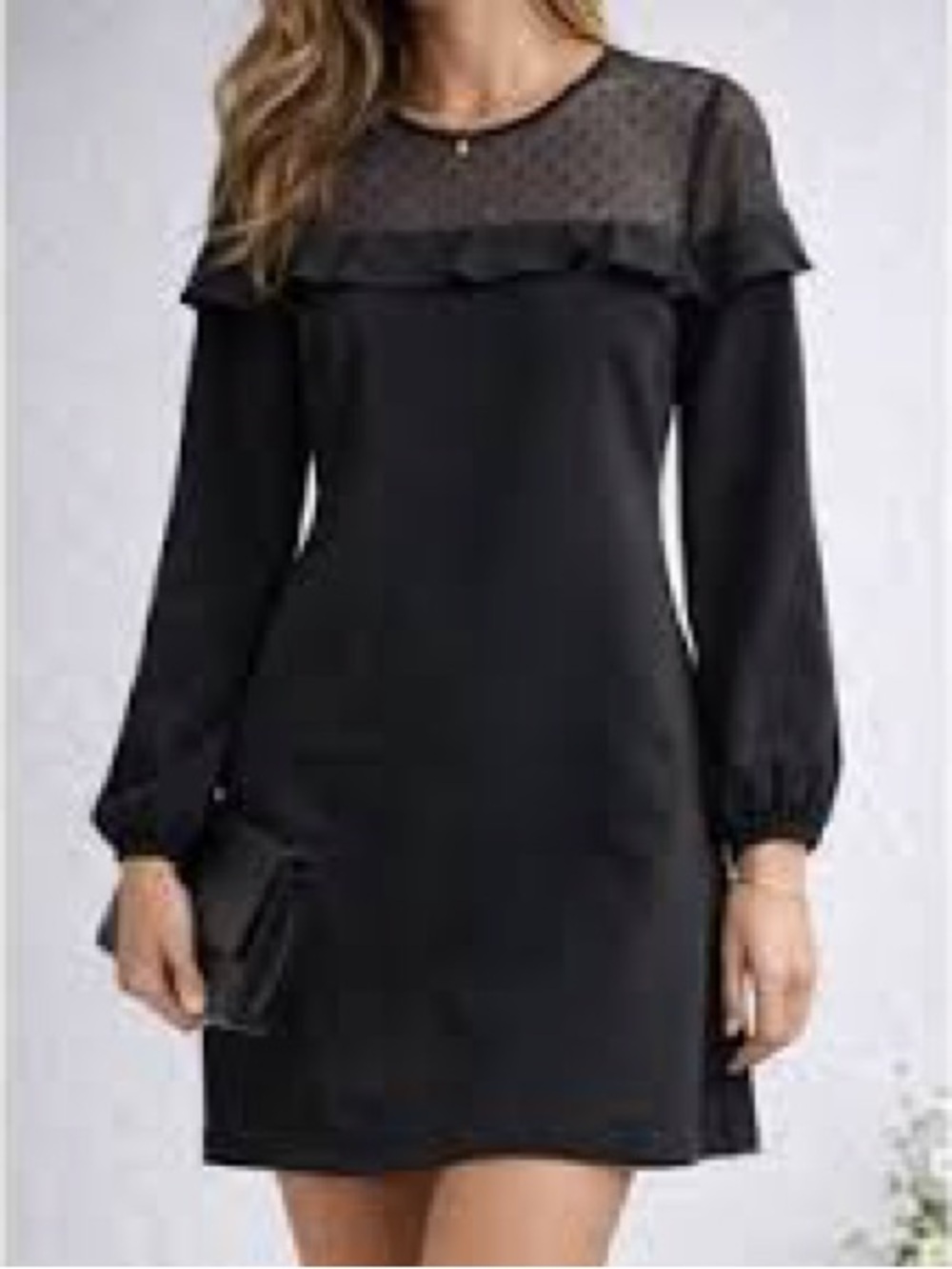 NWT LOFT Black Ruffle Long Sleeve Mini Dress Size 2
